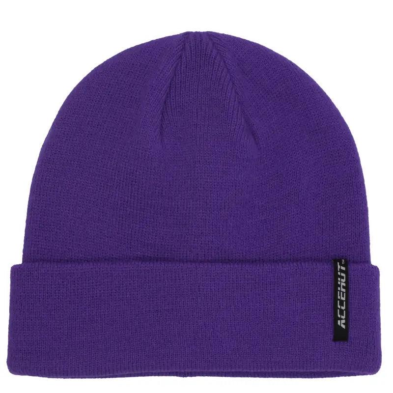 1/2pcs Label Patch Simple Beanie Solid Color Elastic Warm Knit Hat Unisex Skull Cap Soft Couple Chemo Hats Ski Hats For Women Men - ACCEHUT