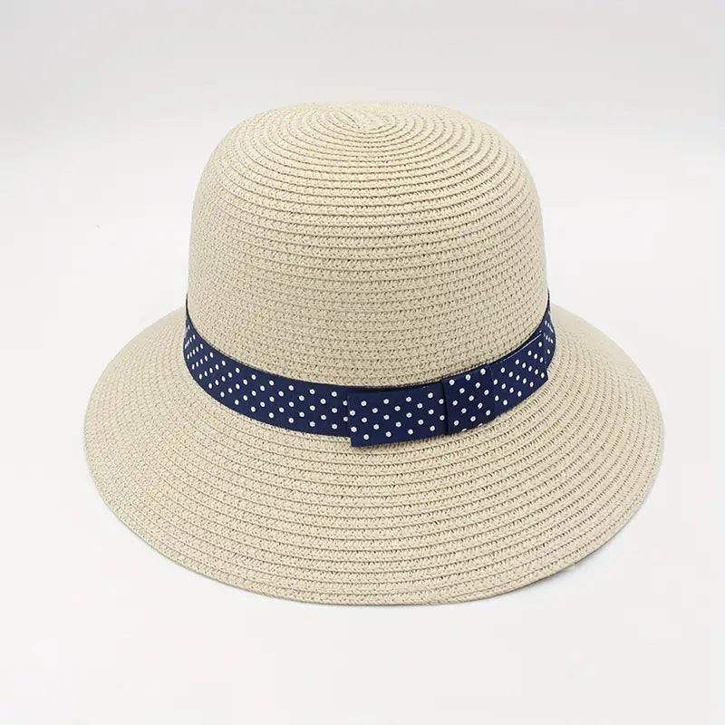 Polka Dot Strap Bucket Hat Trend Breathable Sunscreen Cloche Hats Outdoor Travel Beach Hat Women's Sun Hat Holiday Gift - ACCEHUT