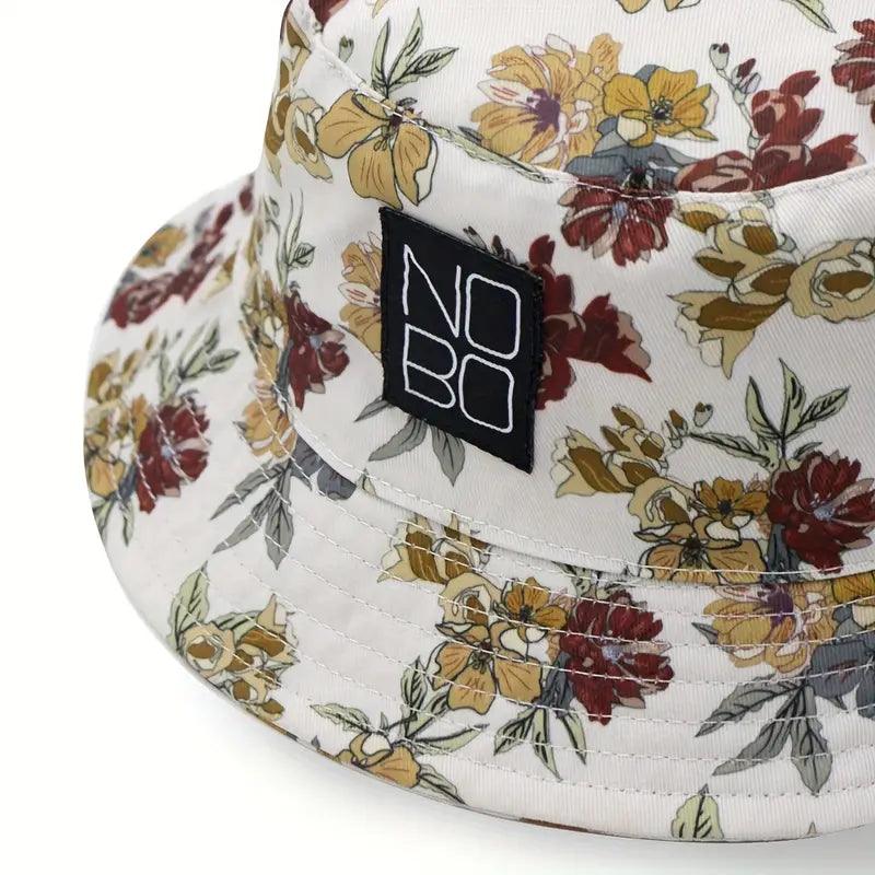 Flower Print Patch Bucket Hat Casual Lightweight Basin Hat UV Protection Sunscreen Travel Beach Hats - ACCEHUT