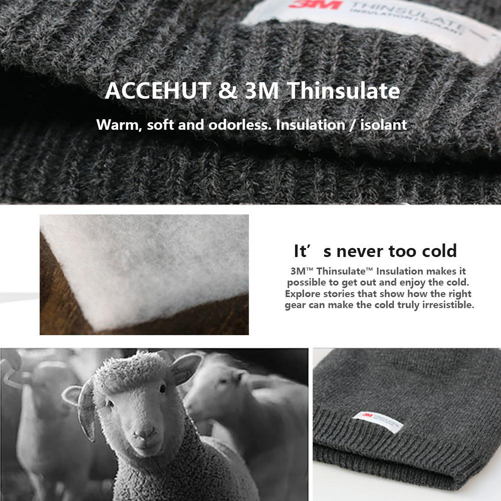 ACCEHUT Unisex Waterproof Thinsulate Beanie - Winter Knit Cap, Grey, 1-Pack (Adult) - ACCEHUT