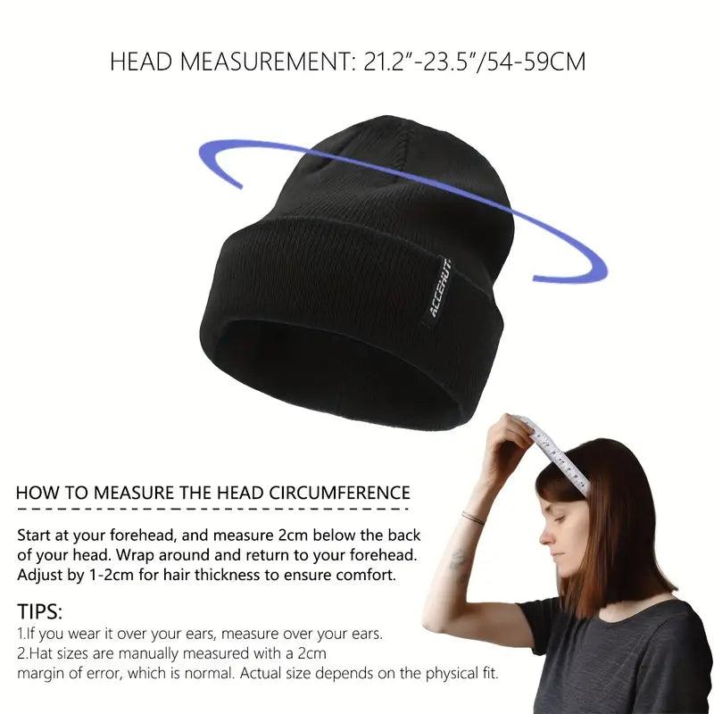 1/2pcs Label Patch Simple Beanie Solid Color Elastic Warm Knit Hat Unisex Skull Cap Soft Couple Chemo Hats Ski Hats For Women Men - ACCEHUT