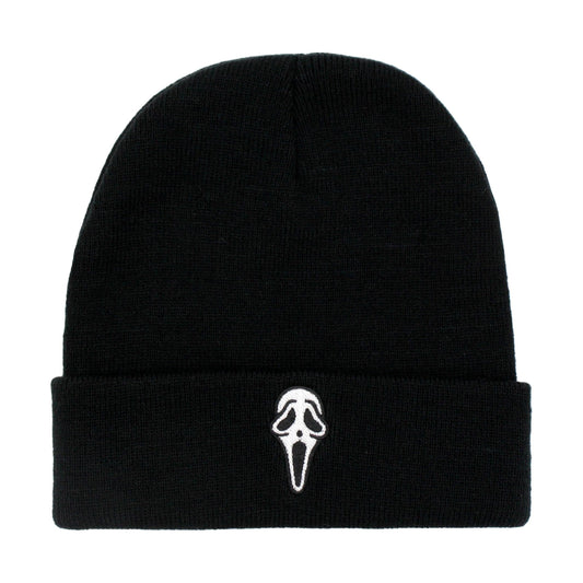 90s Horror Skull Embroidered Beanie Unisex Solid Color Skull Cap Hip Hip Warm Knit Hat For Women Men - ACCEHUT