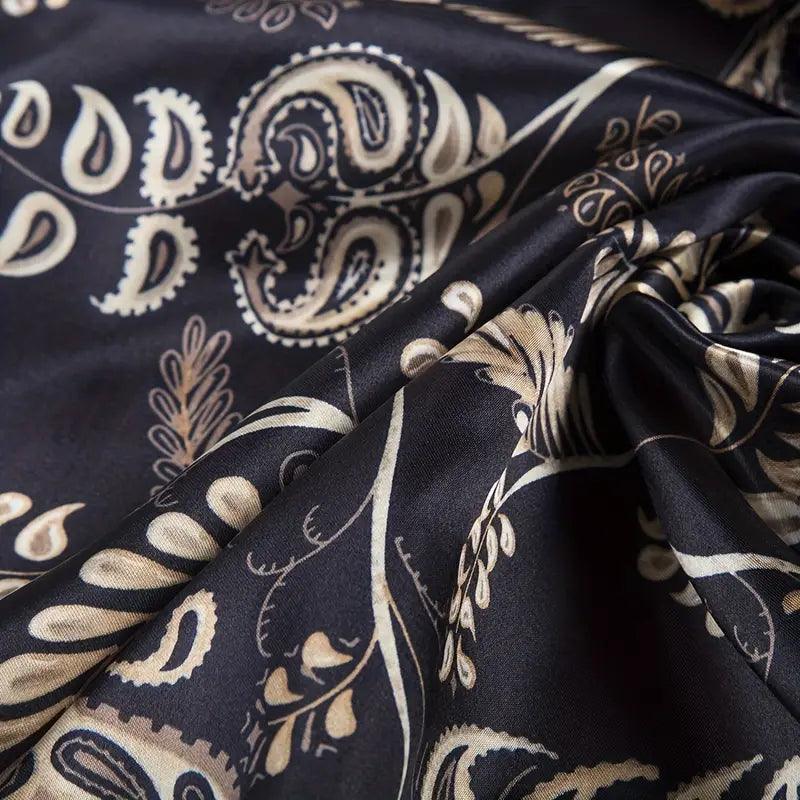 Paisley Print Square Scarf Boho Bandana Imitation Silk Head Wrap Casual Shawl Hair Accessories - ACCEHUT