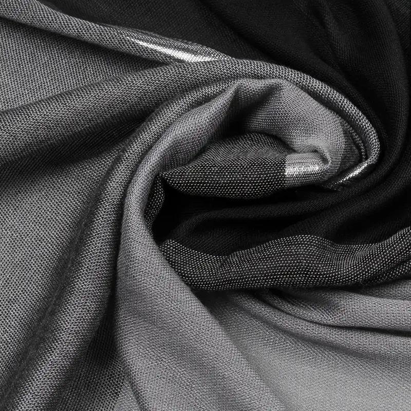 20.47"×70.87" Rayon Casual Scarf, Solid Color Golden & Silvery Stripe Raw Edge Tassel Headwrap Shawl, Elegant Women Hair Accessories - ACCEHUT