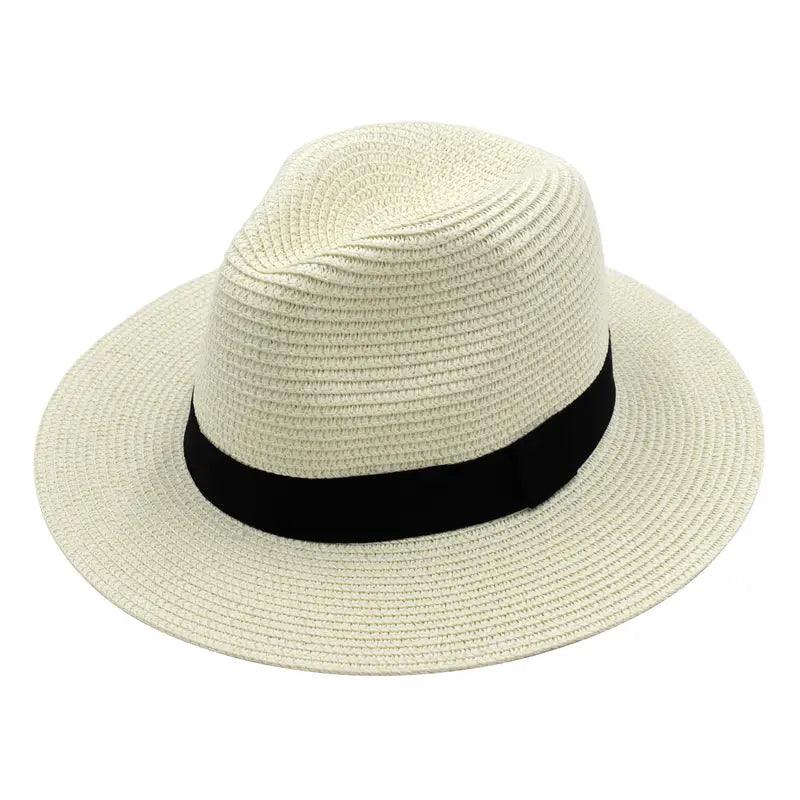 Men's Straw Hat Wide Brim Sun Visor Hat, UF Protection Summer Beach Sun Hat - ACCEHUT