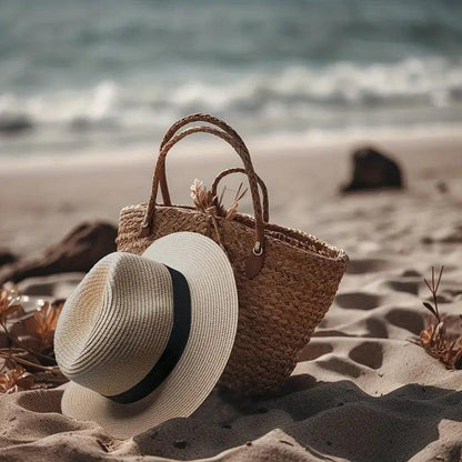 Men's Straw Hat Wide Brim Sun Visor Hat, UF Protection Summer Beach Sun Hat - ACCEHUT