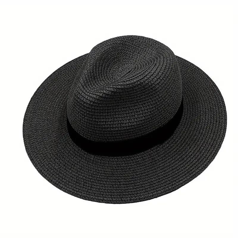 Men's Straw Hat Wide Brim Sun Visor Hat, UF Protection Summer Beach Sun Hat - ACCEHUT