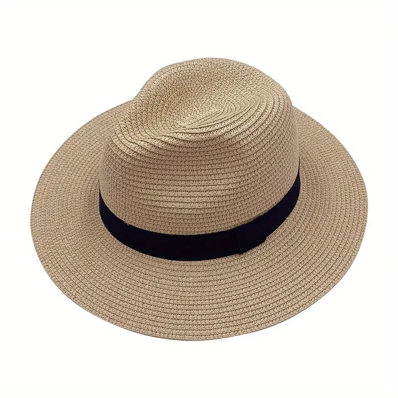 Men's Straw Hat Wide Brim Sun Visor Hat, UF Protection Summer Beach Sun Hat