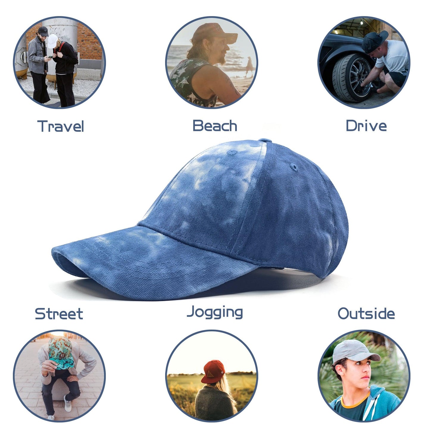 ACCEHUT, KIDS LOW PROFILE COTTON AND DENIM TIEDYE BASEBALL CAP HAT - ACCEHUT