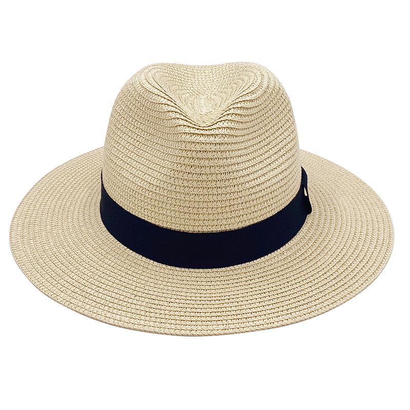 ACCEHUT,FOLDABLE STRAW SUMMER SUN HAT ,SPF50 WIDE BRIM ,STYLISH PANAMA ,BEACH HAT, BOWKNOT DECORATION FEDORA - ACCEHUT