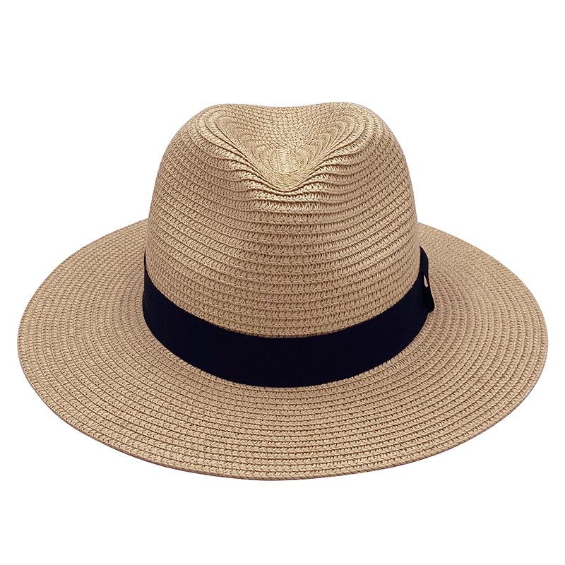 ACCEHUT,FOLDABLE STRAW SUMMER SUN HAT ,SPF50 WIDE BRIM ,STYLISH PANAMA ,BEACH HAT, BOWKNOT DECORATION FEDORA - ACCEHUT