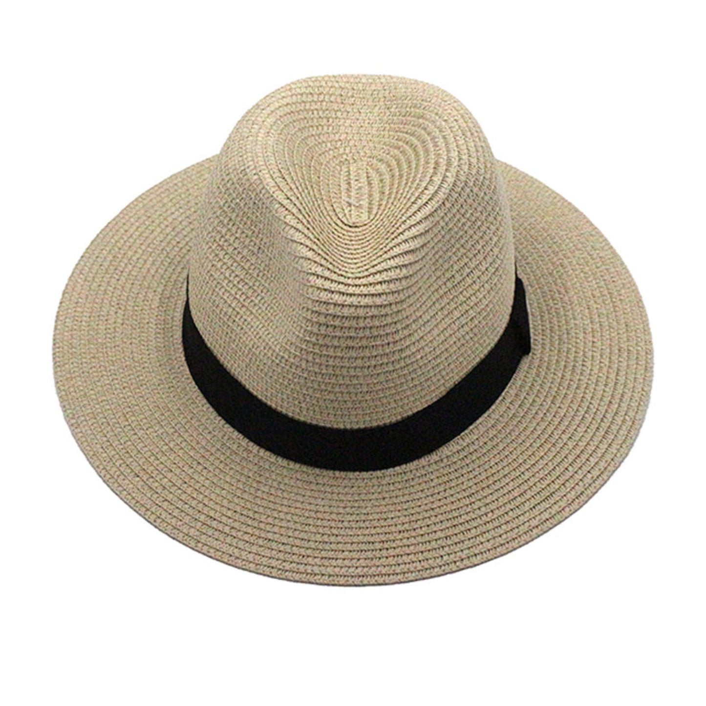 ACCEHUT,FOLDABLE STRAW SUMMER SUN HAT ,SPF50 WIDE BRIM ,STYLISH PANAMA ,BEACH HAT, BOWKNOT DECORATION FEDORA - ACCEHUT