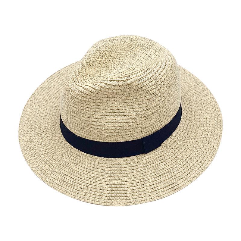 ACCEHUT,FOLDABLE STRAW SUMMER SUN HAT ,SPF50 WIDE BRIM ,STYLISH PANAMA ,BEACH HAT, BOWKNOT DECORATION FEDORA - ACCEHUT