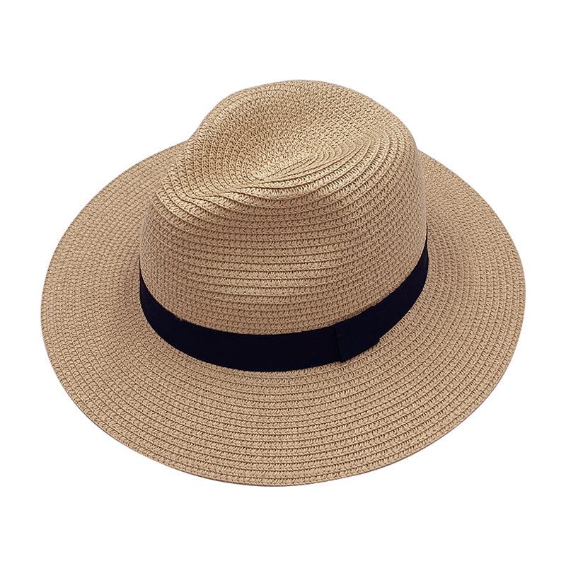 ACCEHUT,FOLDABLE STRAW SUMMER SUN HAT ,SPF50 WIDE BRIM ,STYLISH PANAMA ,BEACH HAT, BOWKNOT DECORATION FEDORA - ACCEHUT