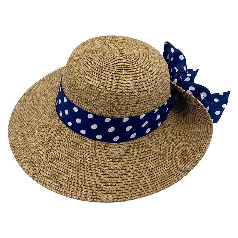ACCEHUT,FOLDABLE STRAW SUMMER SUN HAT ,SPF50 WIDE BRIM ,STYLISH PANAMA ,BEACH HAT, POP RPINT DECORATION - ACCEHUT