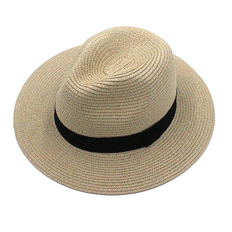 ACCEHUT,FOLDABLE STRAW SUMMER SUN HAT ,SPF50 WIDE BRIM ,STYLISH PANAMA ,BEACH HAT, BOWKNOT DECORATION FEDORA - ACCEHUT