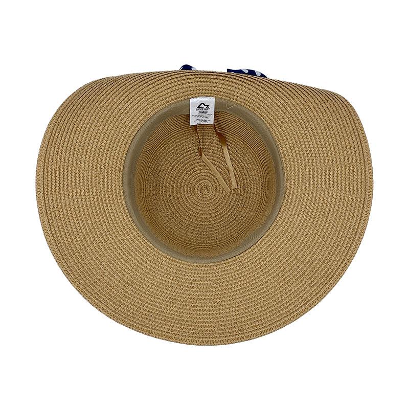 ACCEHUT,FOLDABLE STRAW SUMMER SUN HAT ,SPF50 WIDE BRIM ,STYLISH PANAMA ,BEACH HAT, POP RPINT DECORATION - ACCEHUT