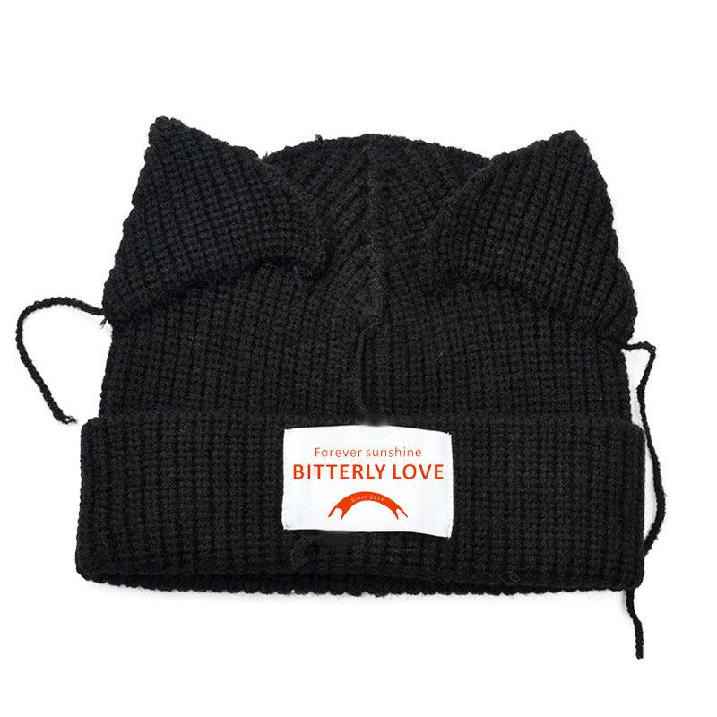 animal ears knitted wool hat - ACCEHUT