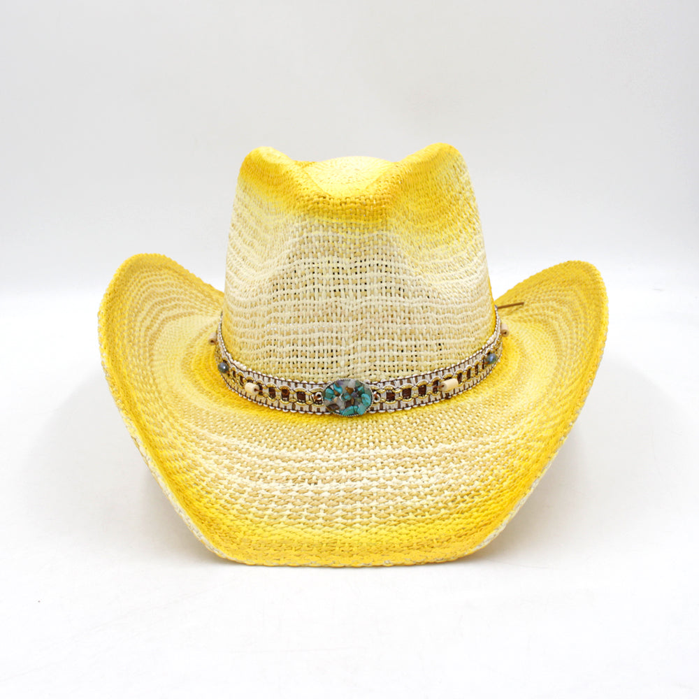 New fashion sun hat, yellow straw hat for outdoor leisure, vacation, sun protection, and beach wear.