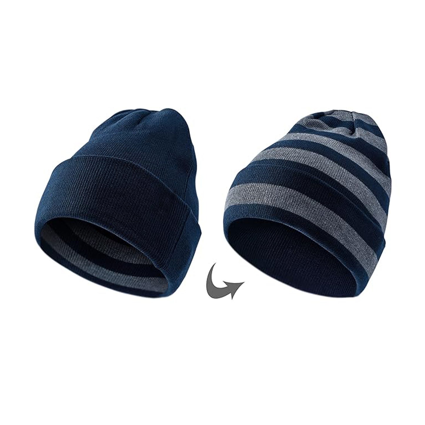 Unisex Reversible Beanie: Double-Sided, Warm & Comfortable. Ideal for All Seasons, Sports and Outdoor Activities. Quality Guaranteed. - ACCEHUT