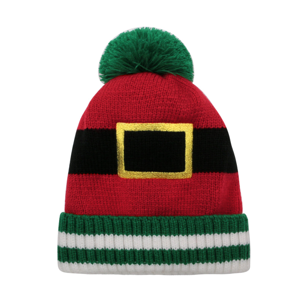 ACCEHUT Knit Christmas Santa Claus Beanie Hat With Pom Pom - ACCEHUT