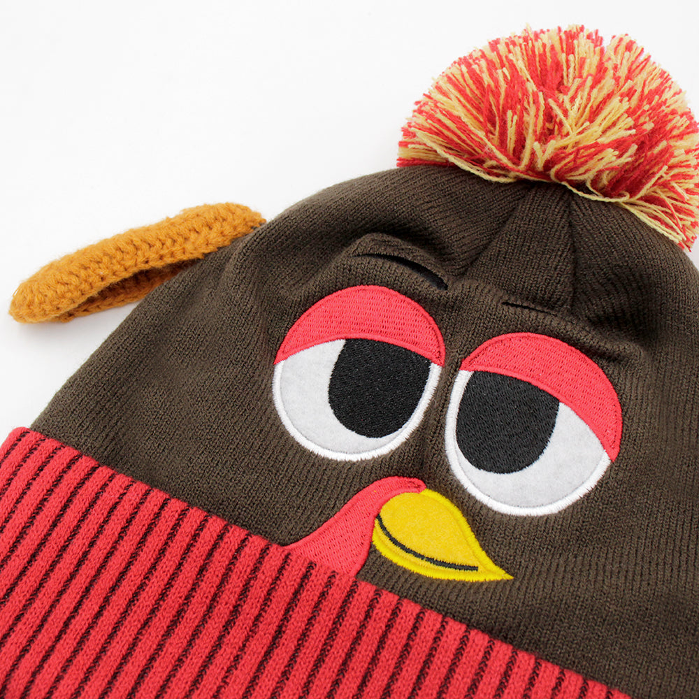 Thanksgiving Pom Pom Beanie Hat - Turkey Trot Dress-up Party & Role Play Carnival Costume - Spandex Jacquard Knitted Cap for Holiday Celebrations, Cosplay Events, Turkey Knit Hat for Teens and Adults - ACCEHUT