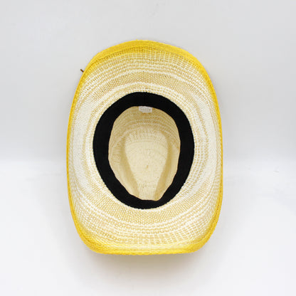 New fashion sun hat, yellow straw hat for outdoor leisure, vacation, sun protection, and beach wear.