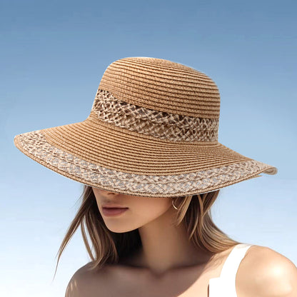 Large capacity straw hat two-piece outdoor travel seaside Tote bag Fashion trend large brim display face small visor