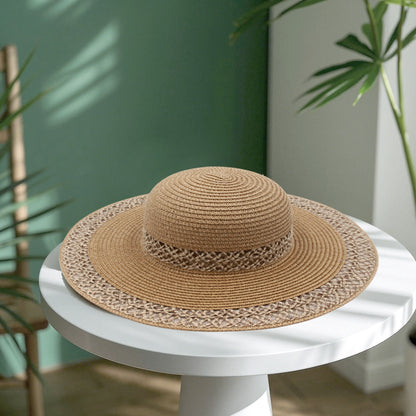 Large capacity straw hat two-piece outdoor travel seaside Tote bag Fashion trend large brim display face small visor