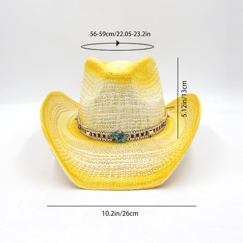 New fashion sun hat, yellow straw hat for outdoor leisure, vacation, sun protection, and beach wear.