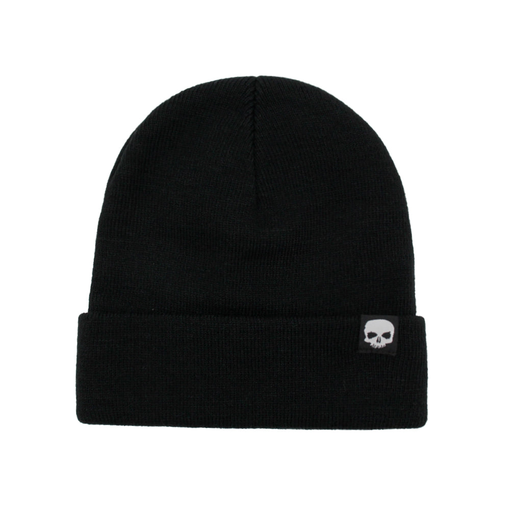 Black knit hat Skull logo Simple fashion beanie hat Elastic big ear cover running hat unisex - ACCEHUT