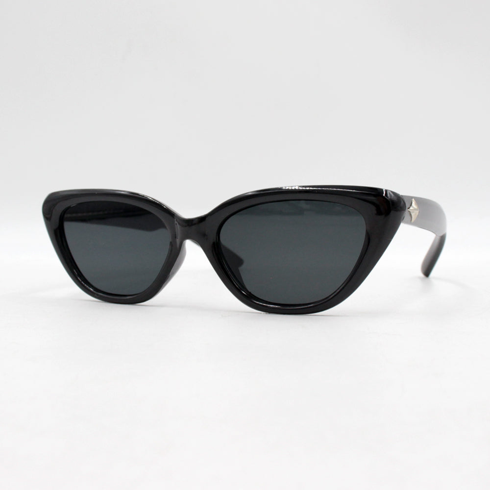 High-end small frame retro triangle cat-eye sunglasses, black star-shaped legs for sun protection, photo-taking styling, and sun glasses