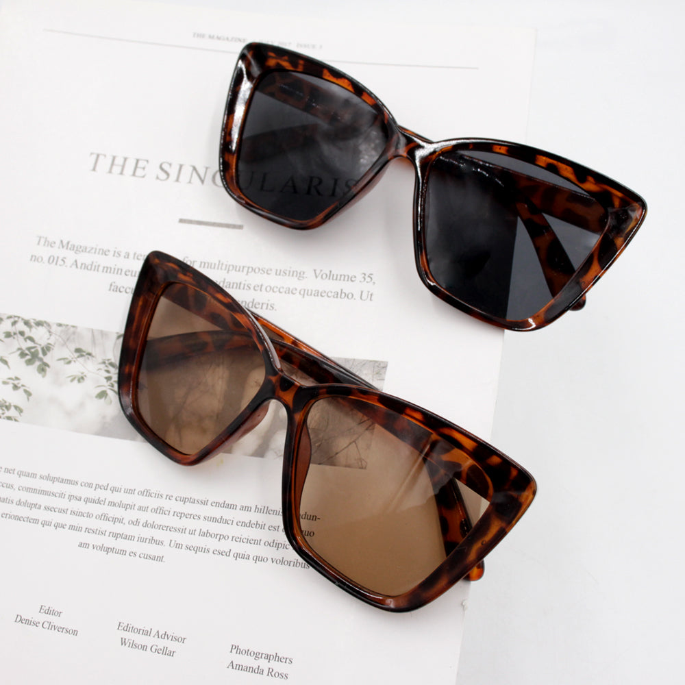 Fashionable leopard print sunglasses, versatile and high-end, large frame, non-prescription