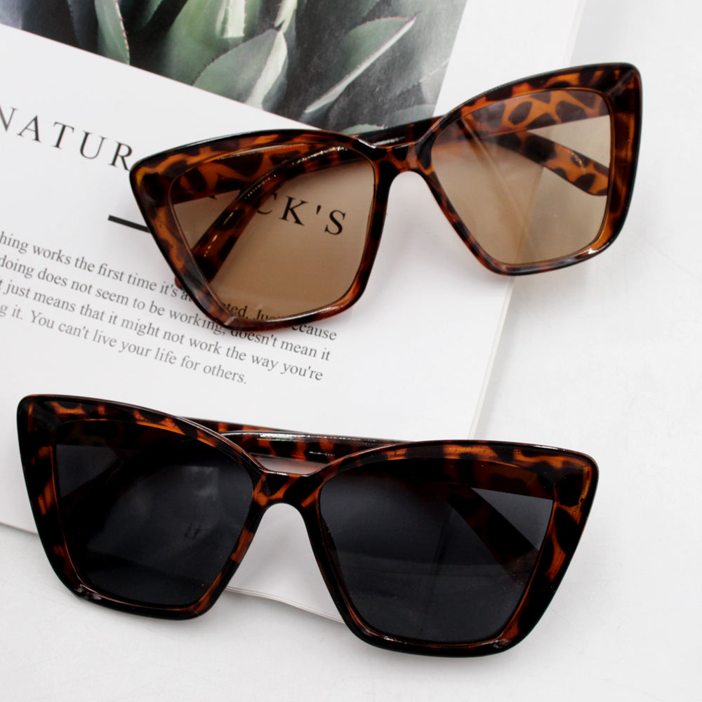 Fashionable leopard print sunglasses, versatile and high-end, large frame, non-prescription