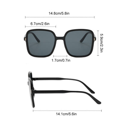 Retro classic style sunglasses with beige frames, semi-transparent black lenses, large frame, fashionable and simple