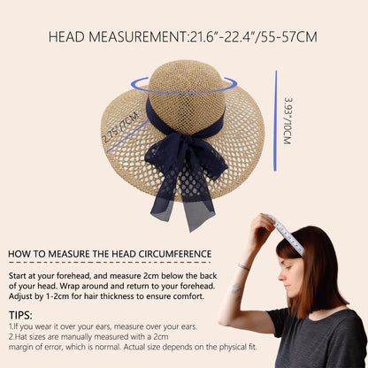 Black Ribbon Women Sun hat Elegant Straw Hat UV Protection - ACCEHUT