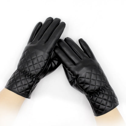 ACCEHUT PU Leather Touch-Screen Gloves for Women - Ultra Soft Velvet-Lined, Warm, Winter Essentials for Outdoor Activities & Driving, Ideal for Ms, Antumn - Color: Black, Size: Regular - ACCEHUT