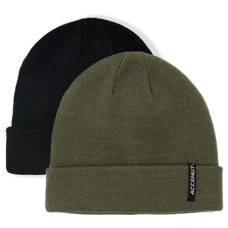 1/2pcs Label Patch Simple Beanie Solid Color Elastic Warm Knit Hat Unisex Skull Cap Soft Couple Chemo Hats Ski Hats For Women Men - ACCEHUT