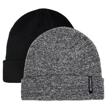 1/2pcs Label Patch Simple Beanie Solid Color Elastic Warm Knit Hat Unisex Skull Cap Soft Couple Chemo Hats Ski Hats For Women Men - ACCEHUT