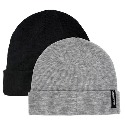 1/2pcs Label Patch Simple Beanie Solid Color Elastic Warm Knit Hat Unisex Skull Cap Soft Couple Chemo Hats Ski Hats For Women Men - ACCEHUT