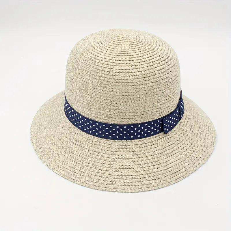 Polka Dot Strap Bucket Hat Trend Breathable Sunscreen Cloche Hats