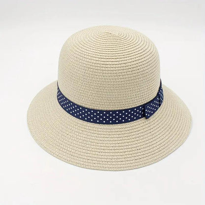 Polka Dot Strap Bucket Hat Trend Breathable Sunscreen Cloche Hats Outdoor Travel Beach Hat Women's Sun Hat Holiday Gift - ACCEHUT