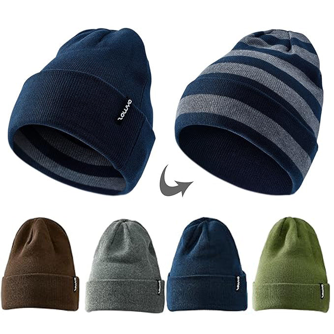 Unisex Reversible Beanie: Double-Sided, Warm & Comfortable. Ideal for All Seasons, Sports and Outdoor Activities. Quality Guaranteed. - ACCEHUT