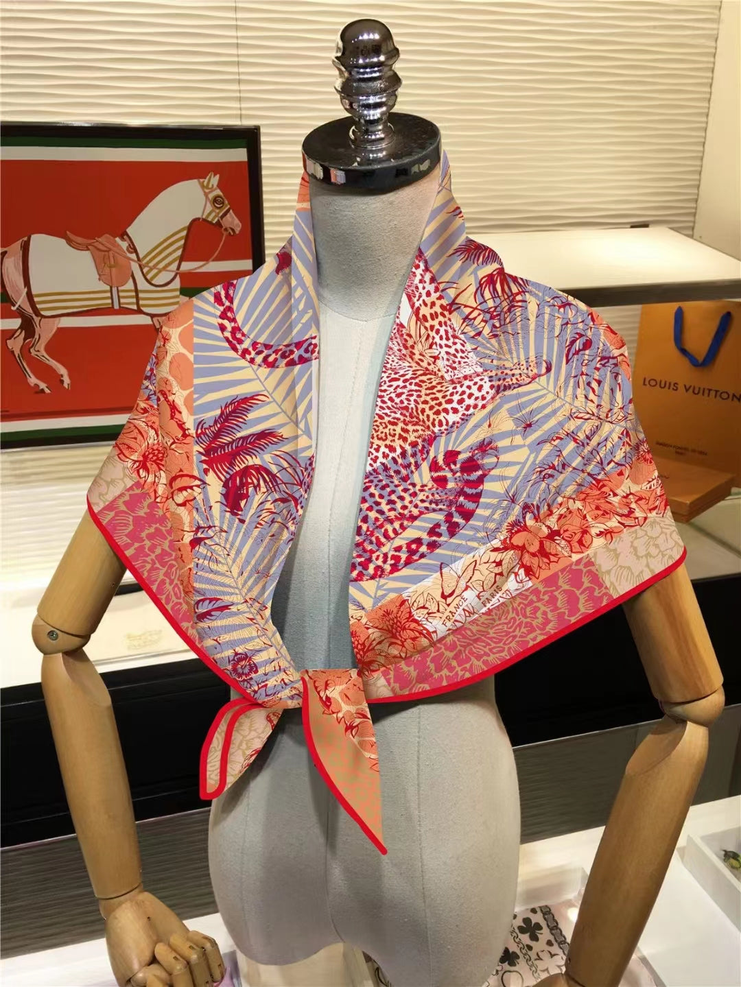 Colorful Tiger Print 90cm Big Square Wrap Light and Breathable - ACCEHUT