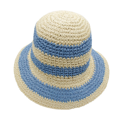 Y2K Candy Stripe Straw Hat Breathable Lightweight Easy Storage - ACCEHUT