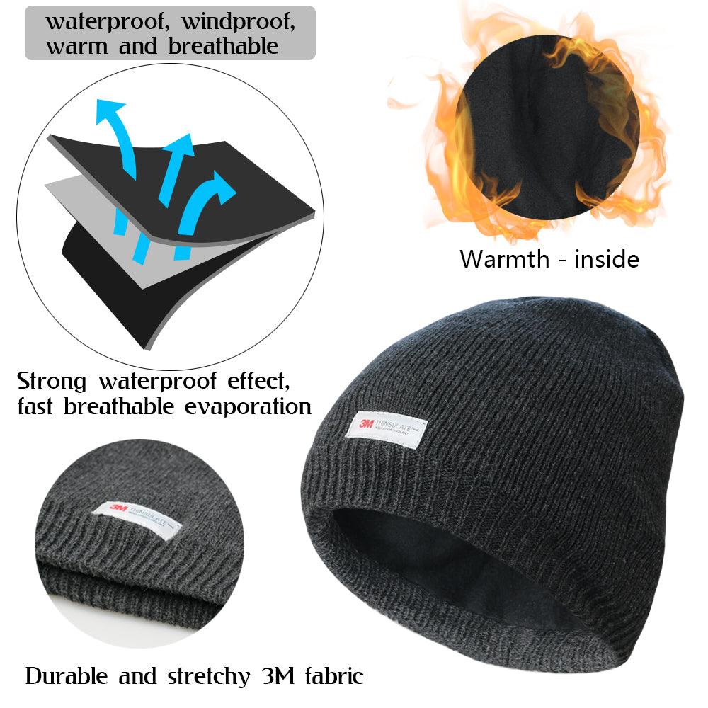 ACCEHUT Unisex Waterproof Thinsulate Beanie - Winter Knit Cap, Grey, 1-Pack (Adult) - ACCEHUT