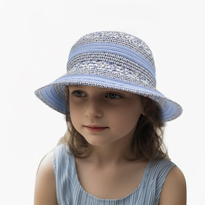 Flower stripe woven soft breathable sun hat for kids - ACCEHUT