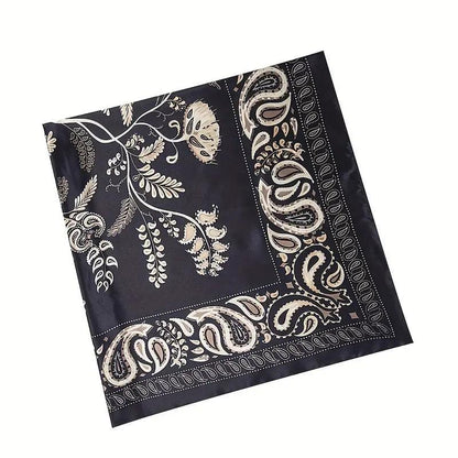 Paisley Print Square Scarf Boho Bandana Imitation Silk Head Wrap Casual Shawl Hair Accessories - ACCEHUT