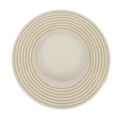 Solid Color Large Brim Straw Hat Sun Protection Summer Beach - ACCEHUT