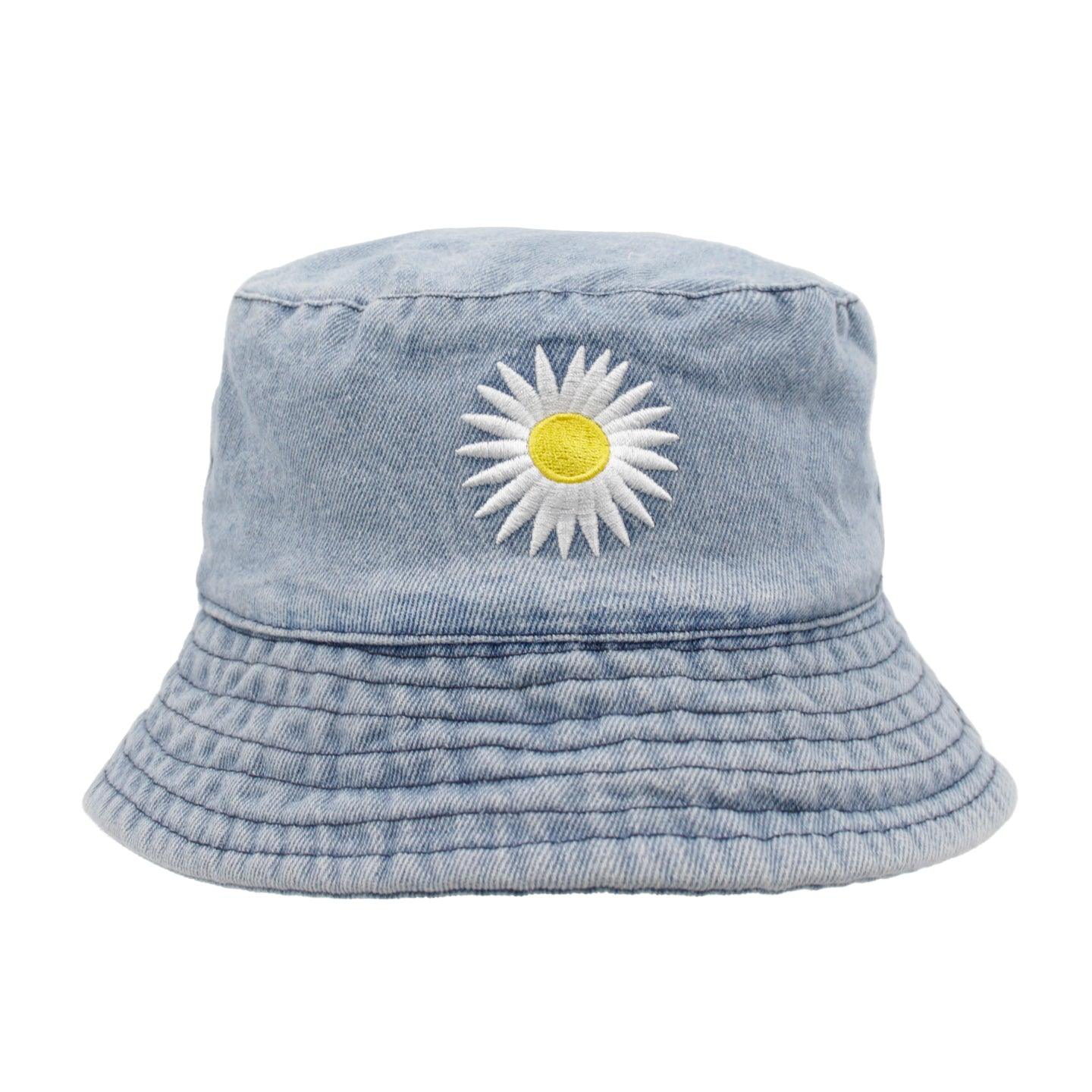 Solid Color Floral Embroidered Bucket Hat Soft and Comfortable - ACCEHUT